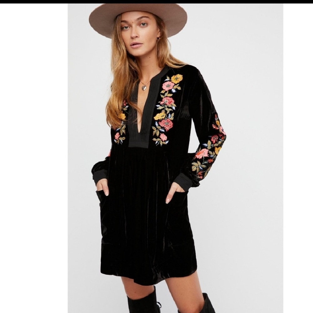 Free People Mia Floral Velvet Dress